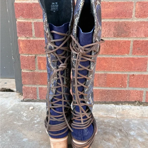 Freebird coal boots Snakeskin Knee-High Boots - Picture 2 of 3